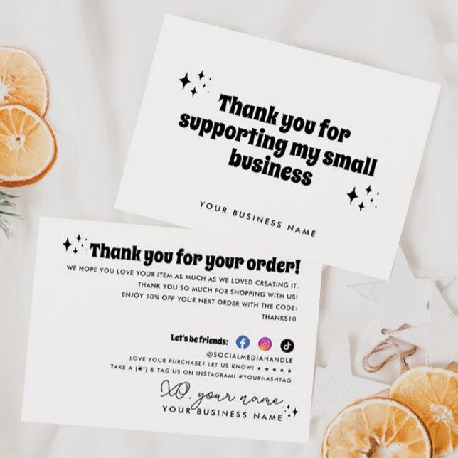 Simple Modern Retro Supporting My Small Business Thank You Card (Creator Uploaded)