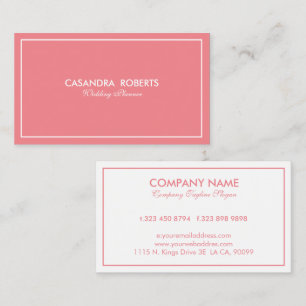 Simple Modern Reversible Pink & White Border Business Card