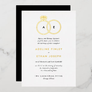 Simple Modern Rings Monogram Wedding
