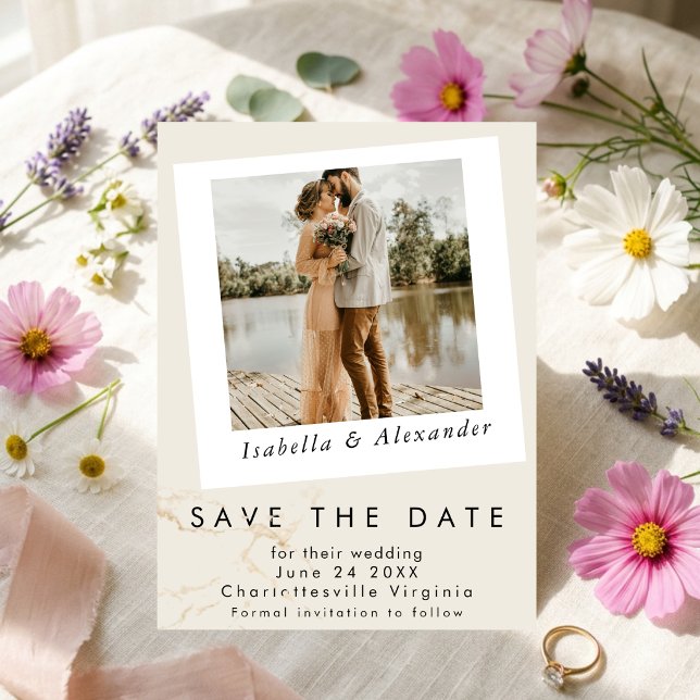 Simple Modern Romantic Photo Wildflower Botanical  Save The Date (Creator Uploaded)