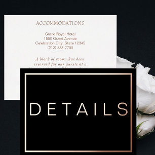 Simple Modern ROSE Gold Border Wedding RSVP Foil Invitation Postcard