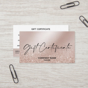 Simple & Modern Rose Gold Certificate Gift Card