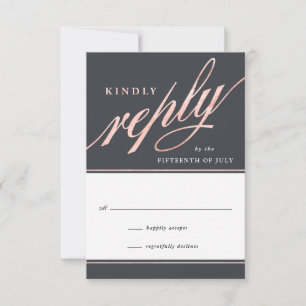 Simple Modern Rose Gold Script Reply Cards