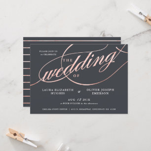 Simple Modern Rose Gold Script Wedding Invitation