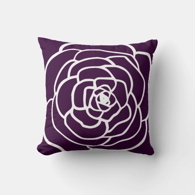 simple modern rose silhouette dark aubergine plum throw pillow (Front)