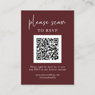 Simple Modern RSVP with QR Code   Burgundy Enclosure Card