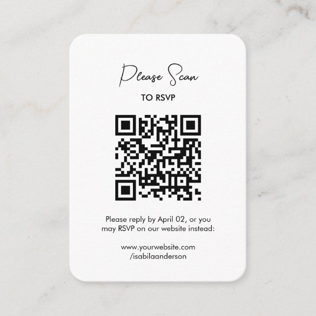 Simple Modern RSVP with QR Code Enclosure Card (Front)