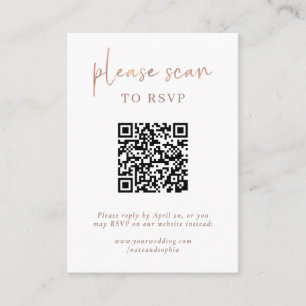 Simple Modern RSVP with QR Code   Faux Rose Gold Enclosure Card