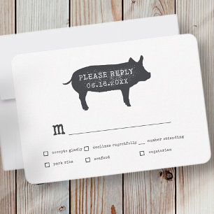 Simple Modern Rustic Country Farmhouse Wedding RSVP Card