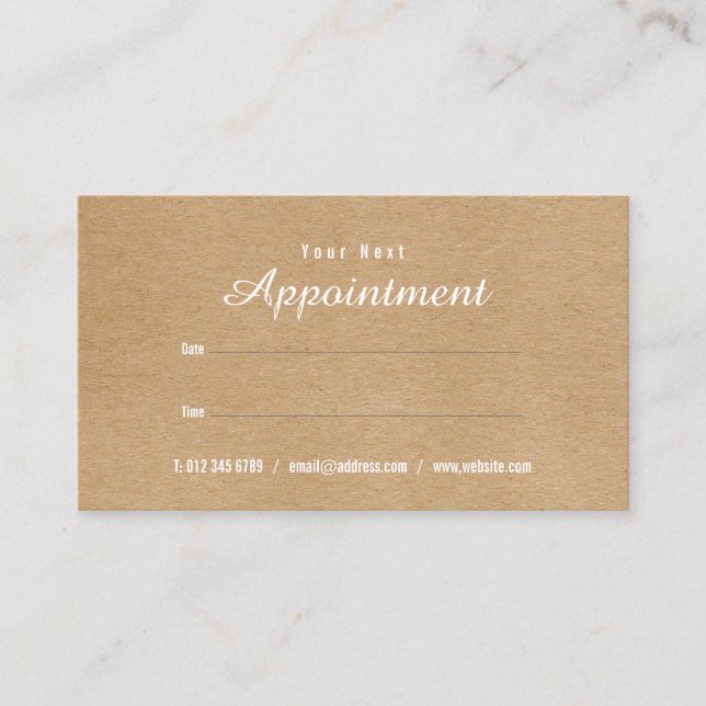 Simple Modern Rustic Kraft Appointment Card (Front)
