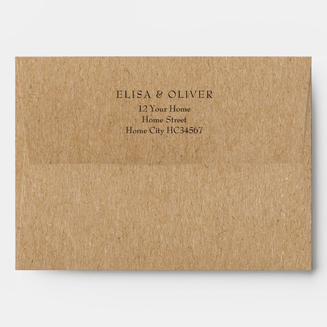 Simple Modern Rustic Kraft Return Address Envelope (Back (Top Flap))