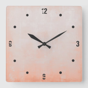 Simple Modern Rustic Peach Grey Abstract Square Wall Clock
