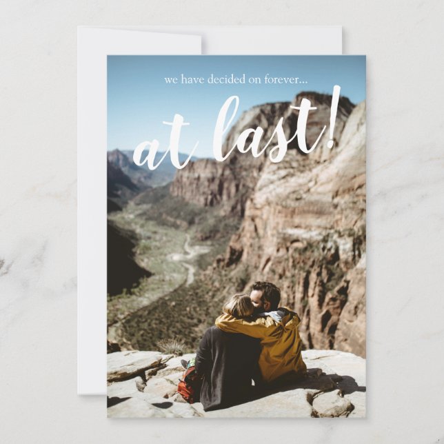 Simple Modern Rustic Photo Engagement Party Invitation (Front)