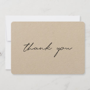 Simple Modern Rustic Script Brown Kraft General Thank You Card