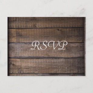 Simple Modern Rustic Wedding RSVP Postcard