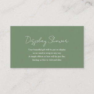 Simple Modern Sage Green Baby Display Shower Enclosure Card