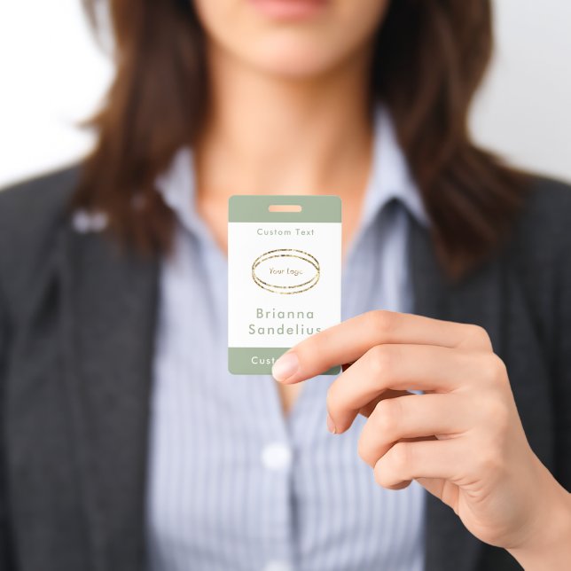 Simple Modern Sage Green Business Logo Custom Badge (Presented)