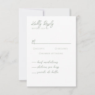Simple Modern Sage Green Calligraphy RSVP Card