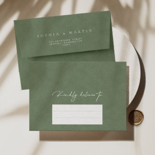 Simple Modern Sage Green Calligraphy Wedding Envel Envelope