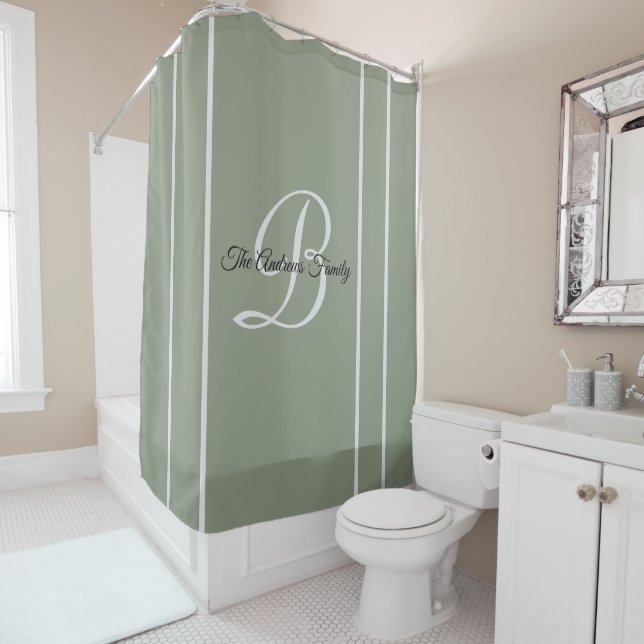 Simple Modern Sage Green Monogram Family Name  (In Situ)