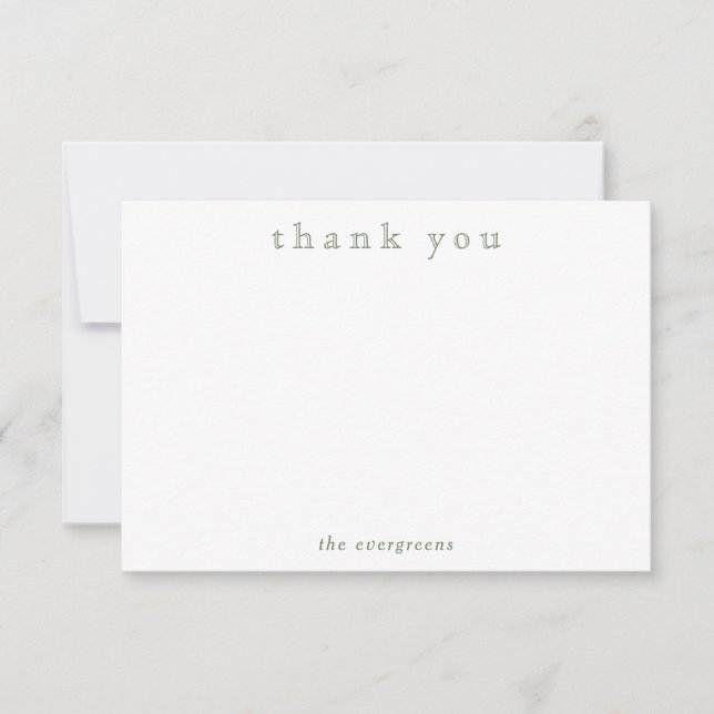 Simple Modern Sage Green Thank You Card (Front)
