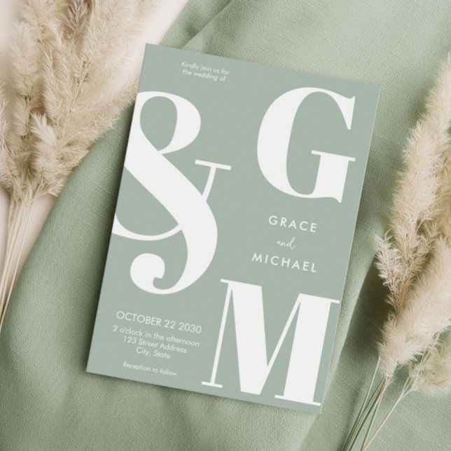 Simple Modern Sage Green Wedding Invitation (Creator Uploaded)