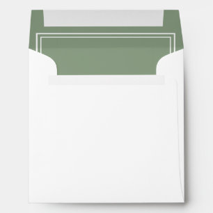 Simple Modern Sage Green & White Square Invite  Envelope