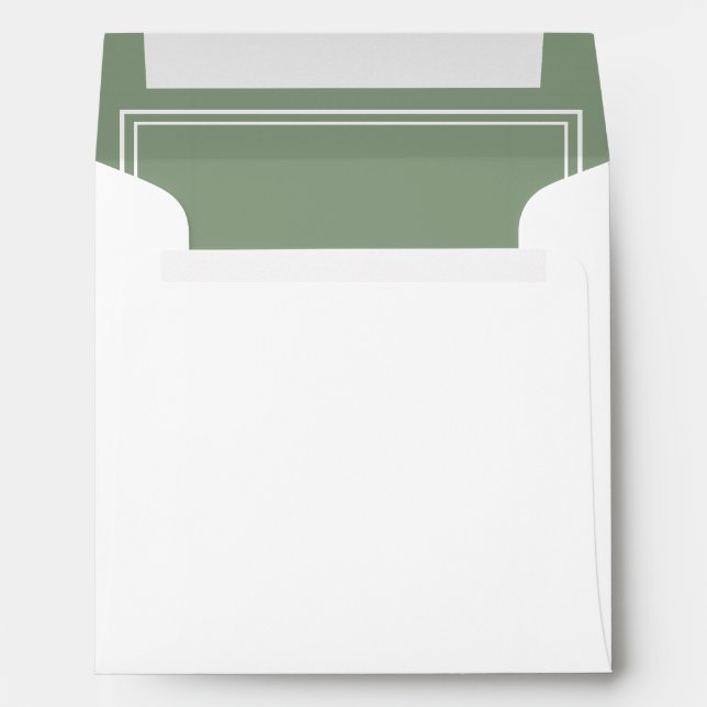 Simple Modern Sage Green & White Square Invite  Envelope (Back (Bottom))