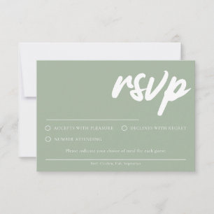 Simple Modern Sage RSVP card With Meal Choice