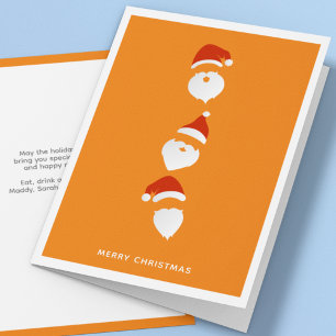 Simple Modern Santa Graphic Orange Christmas Holiday Card