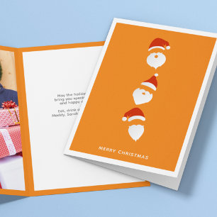 Simple Modern Santa Graphic Orange Christmas Photo Holiday Card