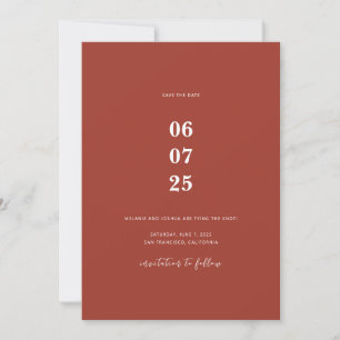 Simple Modern Save the Date Card Terracotta