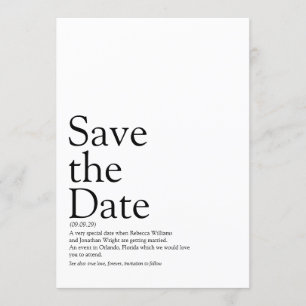 Simple Modern Save the Date Definition Invitation