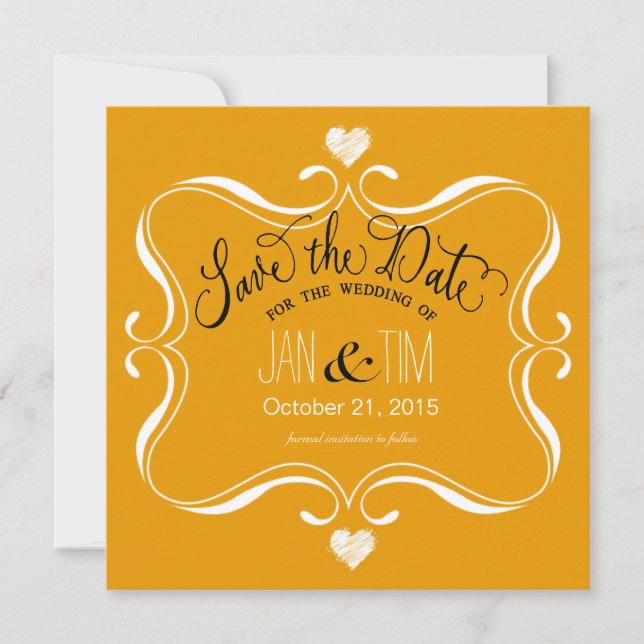 Simple Modern Save the Date | marigold white (Front)