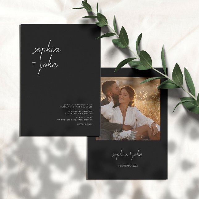 Simple Modern Script Black Wedding All in One Invitation (Creator Uploaded)