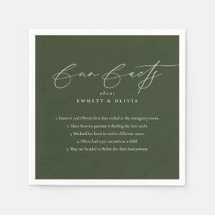 Simple Modern Script Calligraphy Fun Facts Wedding Napkin