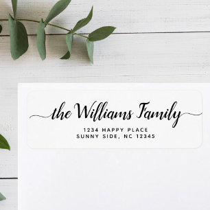 Simple Modern Script Family Name Return Address
