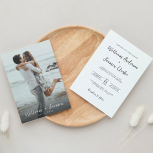 Simple Modern Script Full Photo Wedding Invitation