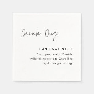 Simple Modern Script Fun Facts Wedding Napkins