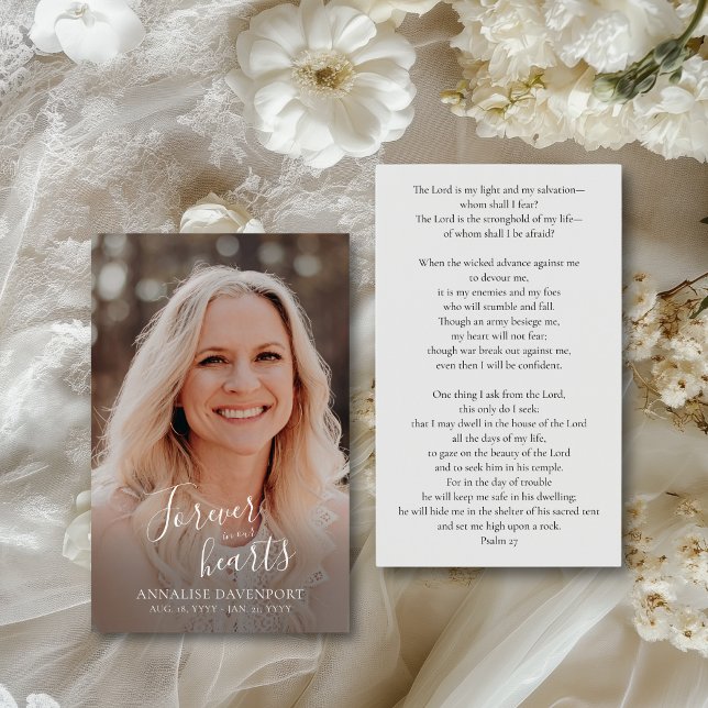 Simple Modern Script Funeral Prayer Card (This simple, but elegant prayer card is a beautiful way to remember your loved one.)