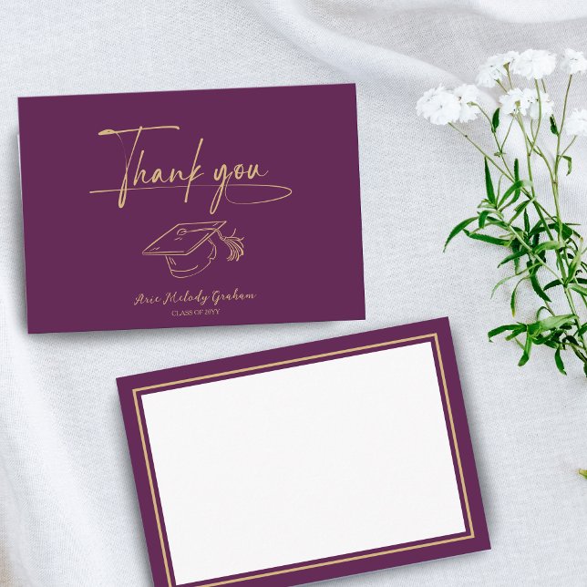 Simple Modern Script Graduation Thank You Card (Creator Uploaded)