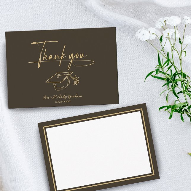 Simple Modern Script Graduation Thank You Card (Creator Uploaded)