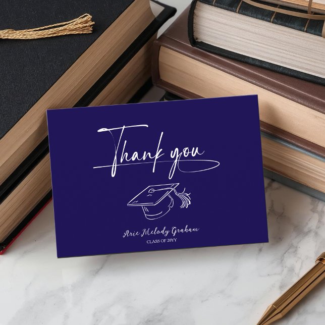 Simple Modern Script Graduation Thank You Card (Creator Uploaded)
