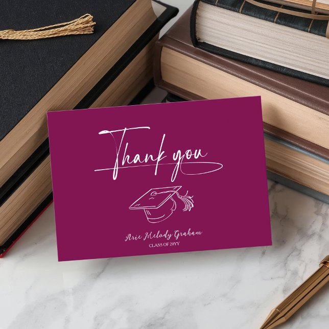 Simple Modern Script Graduation Thank You Card (Creator Uploaded)