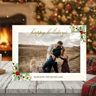 Simple Modern Script Happy Moment 1 Photo Holiday Card