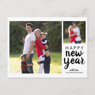 Simple Modern Script Happy New Year Photo Postcard