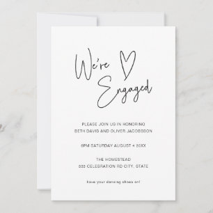 Simple Modern Script Heart Engagement Invitation