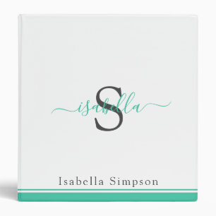 Simple Modern Script Monogram Elegant Binder