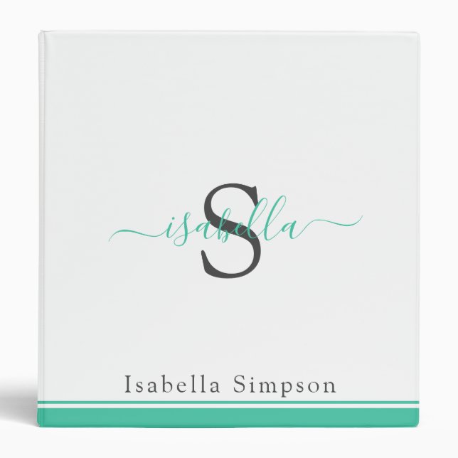 Simple Modern Script Monogram Elegant  Binder (Front)