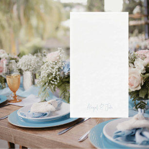 Simple Modern Script Names Sky Blue Wedding Napkin